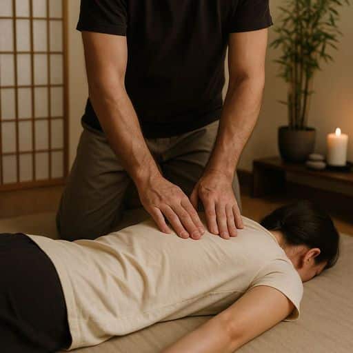 Séance de soin Shiatsu dans un cabinet à Romans-sur-Isère.
